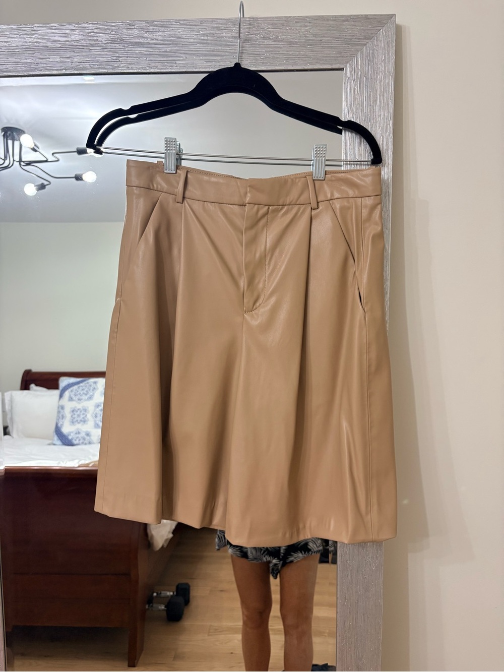 Zara Tan Faux Leather Bermuda Shorts